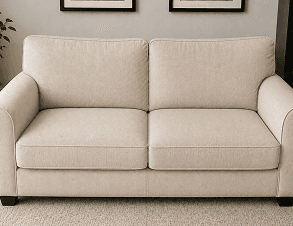 Cream fabric sofa after end-of-tenancy clean