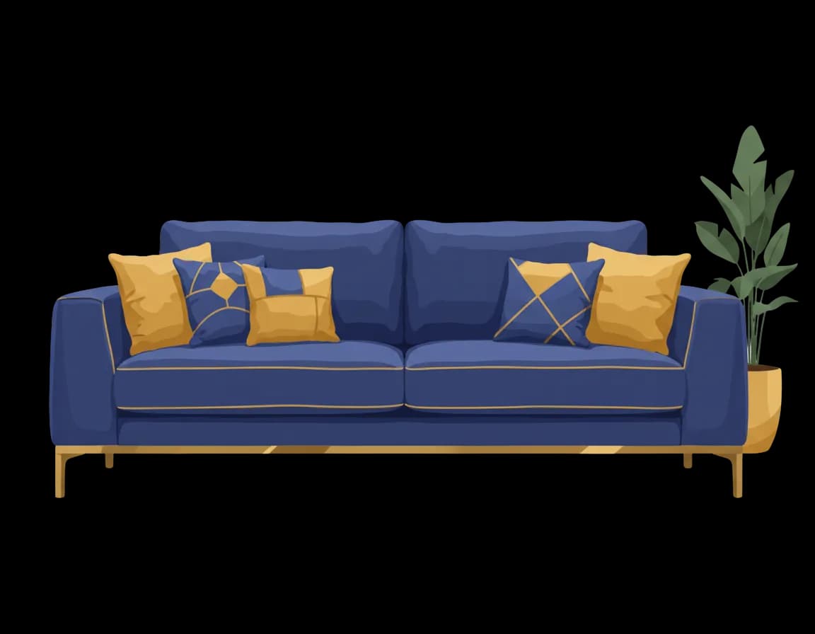 Illustration of a happy customer receiving sofa cleaning at home