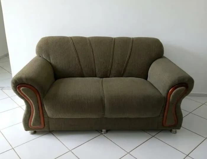 Velvet sofa after specialist low-moisture cleaning